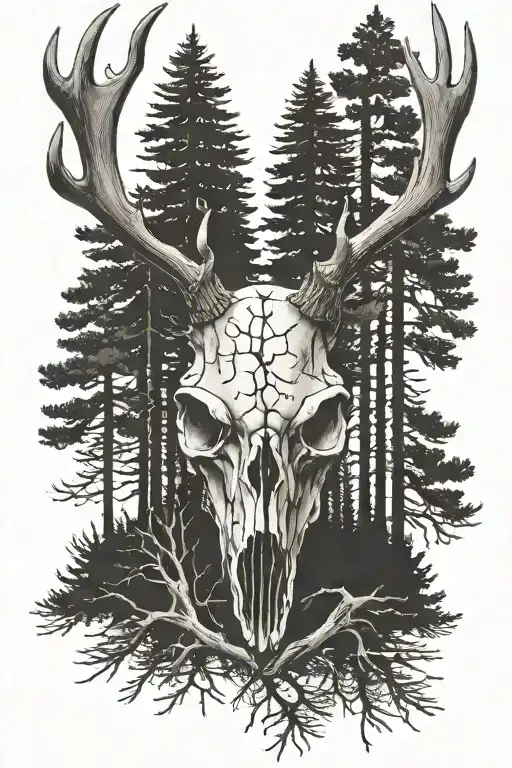 Deer Skull Pine Trees