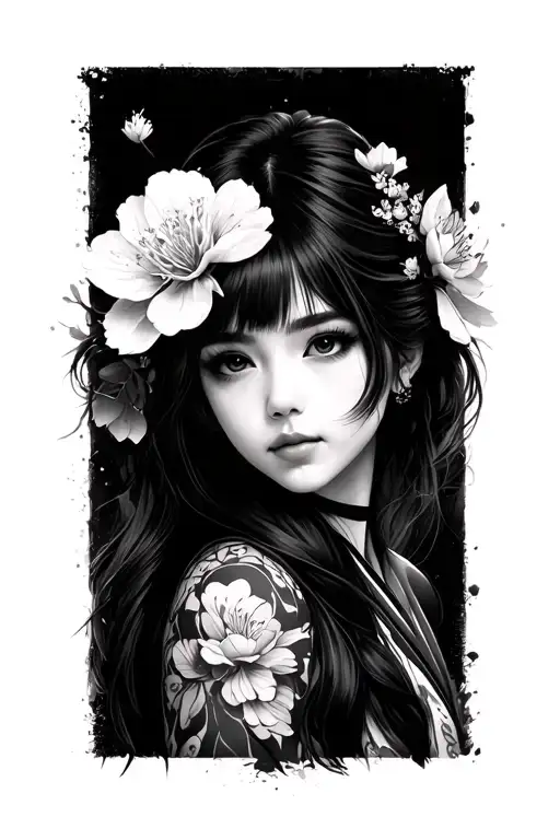 Cool Japan Girl With Sakura