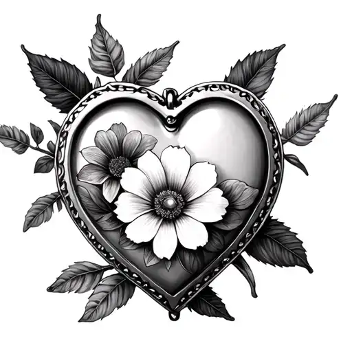 December Birth Flower In A Heart Locket