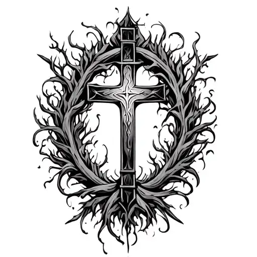 Christian Cross With Ancestral Bridges And Vines