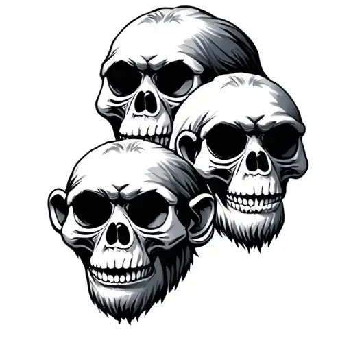 3 Wise Monkey Skulls