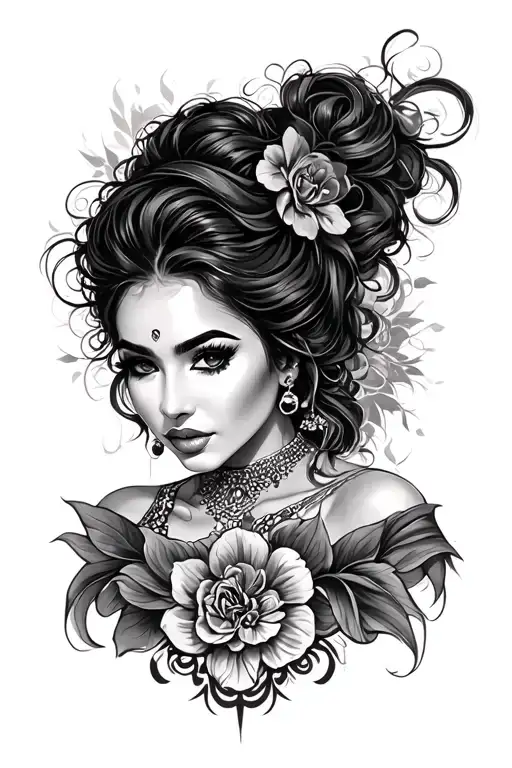 Manga Tipo Chicana Woman's Face Made