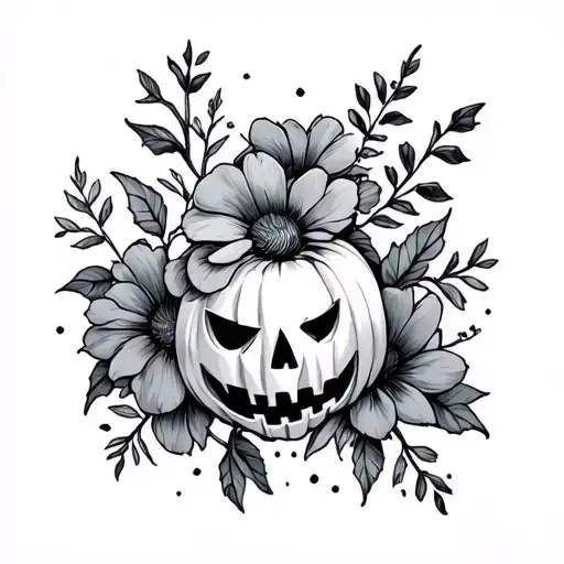 Halloween Flowers Themed Tattoo Design Representing