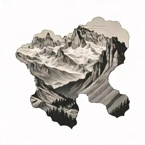 Chilean Mountain Landscape With A Hidden