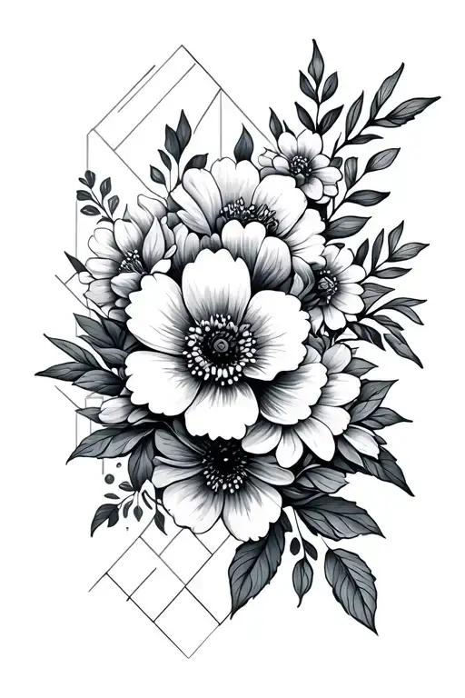 Flowers And Geometric Design Incorporating
