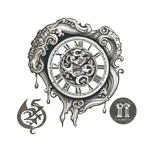 Melting Clock With Aries Zodiac Sign Made