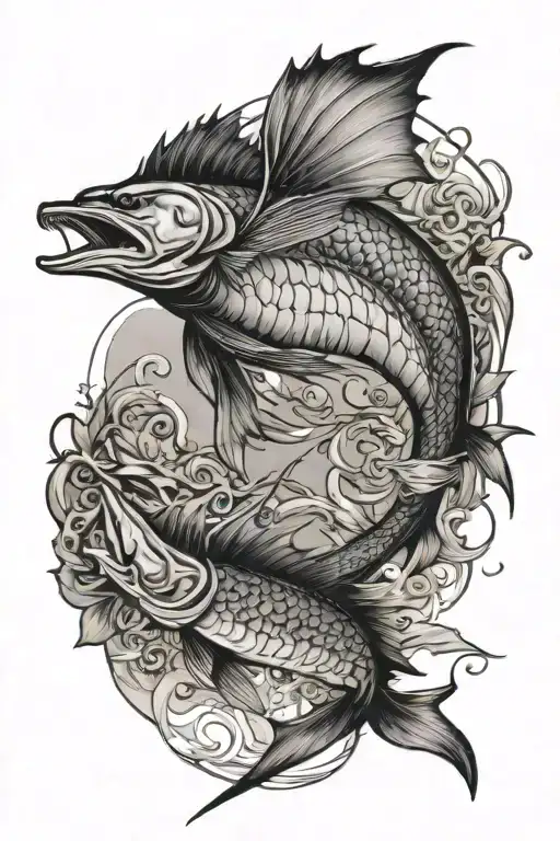Poseidon With A Sailfish And Turle That Are S H Calligraphy