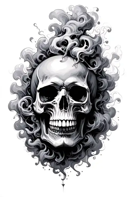 Skull Surrounded By Smoke Rising