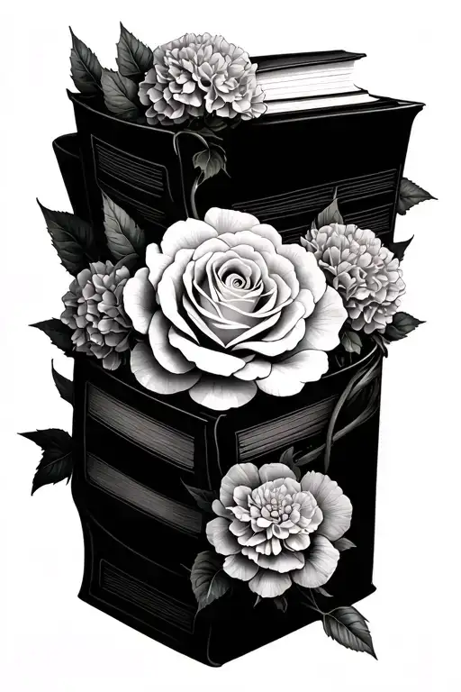 Books And Roses Hydrangeas And Carnations Wrapped Around