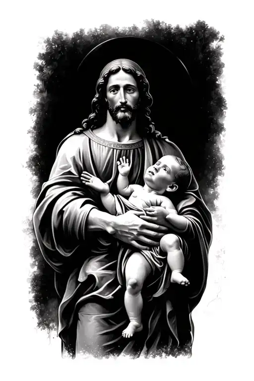 Saint Joseph Hold Baby Jesus In His Arms