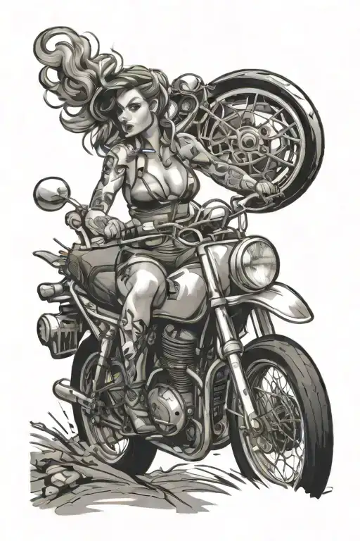 Pin Up Girl Dirt Bike Racing