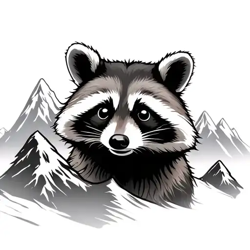 Raccoon And Mountains
