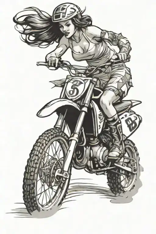 Pin Up Girl Dirt Bike Racing