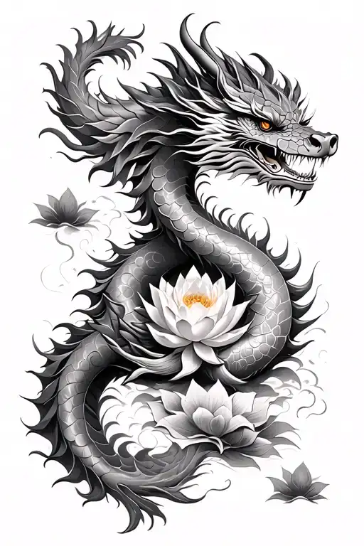 Vietnamese Dragon With Lotus Flower