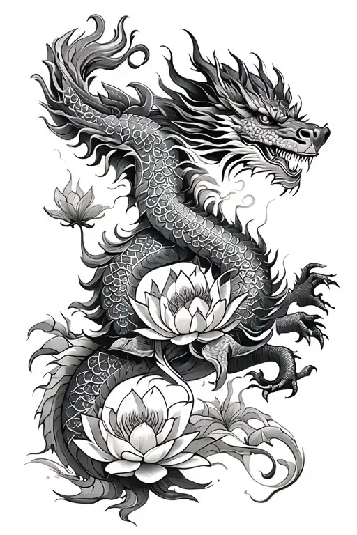 Vietnamese Dragon With Lotus Flower