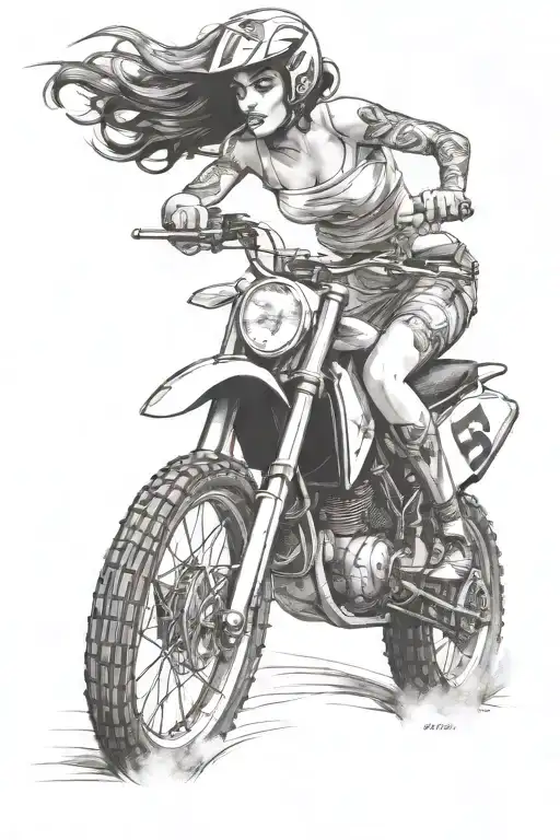 Pin Up Girl Dirt Bike Racing