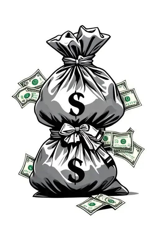 Get Rich Or Die Tryin With Money Bags And Dollars And Clouds