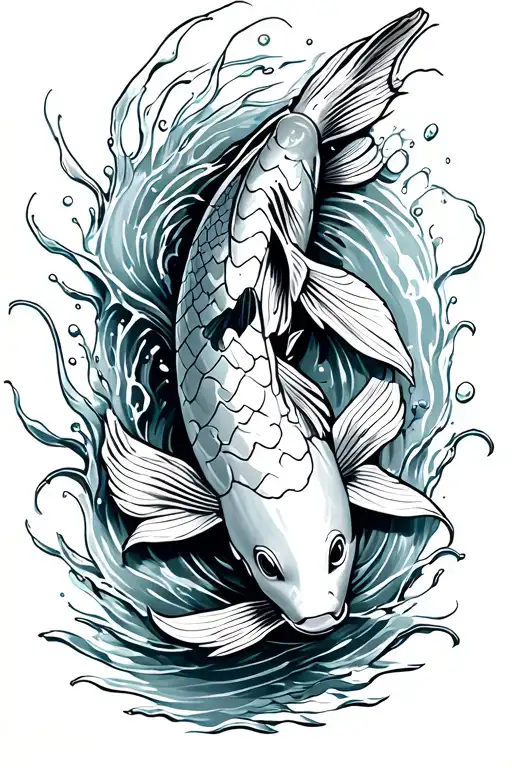 Koi Fish Swimming Upstream