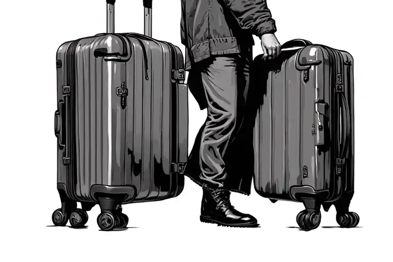 Traveler With A Suitcase On The Road Of Darkness