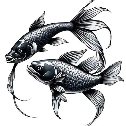 3 Small Koi Carp Along The Spine In A Thin Line