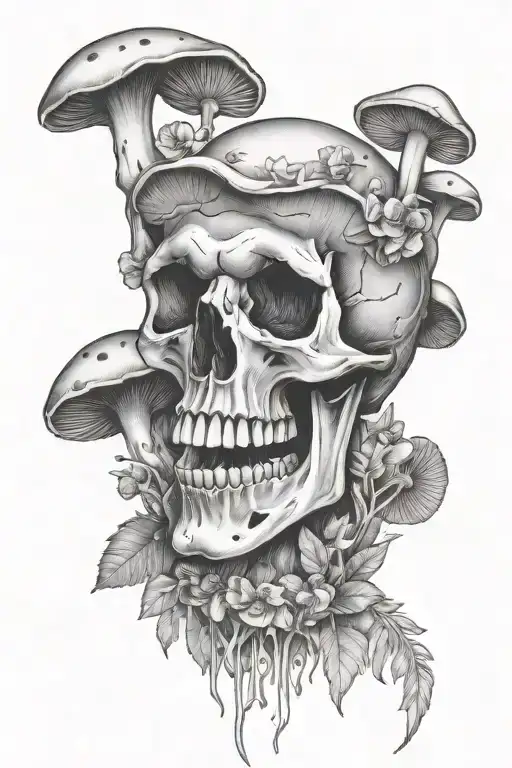 Skull And Mushrooms