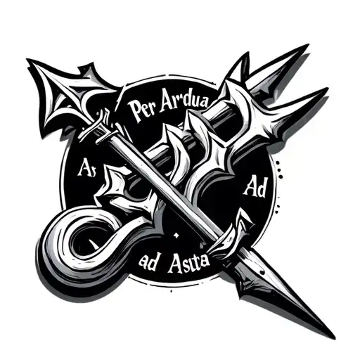 A Trident With The Words Per Ardua Ad Astra