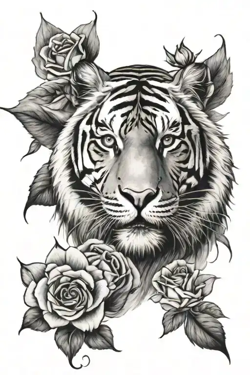 Tiger And Roses