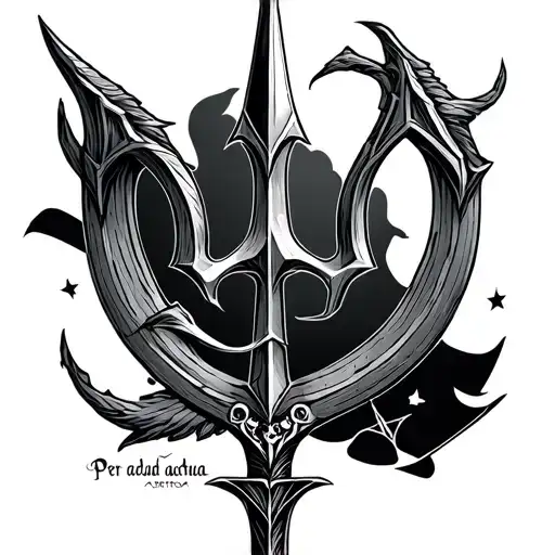 A Trident With The Words Per Ardua Ad Astra