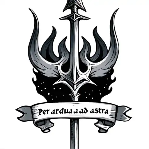 A Trident With The Words Per Ardua Ad Astra