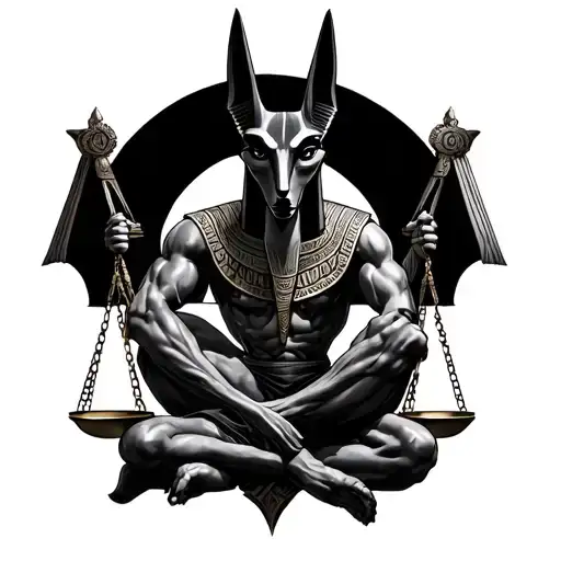 Balanza De Anubis Holding The Balance Scale
