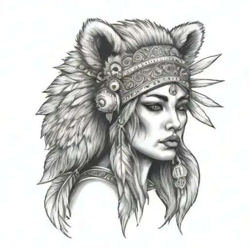Woman Wearing A Bear Headdress