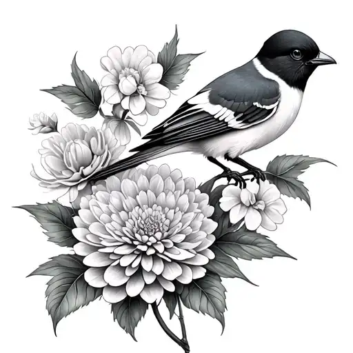 Chrysanthemum And Carnation Two Birds