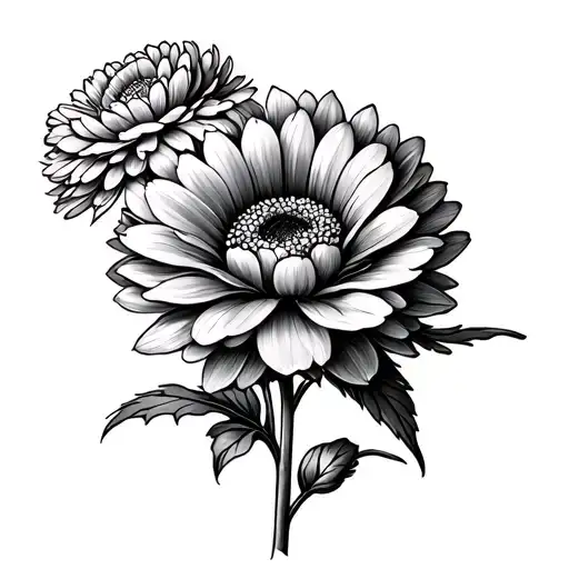 Chrysanthemum And Carnation Fine Line
