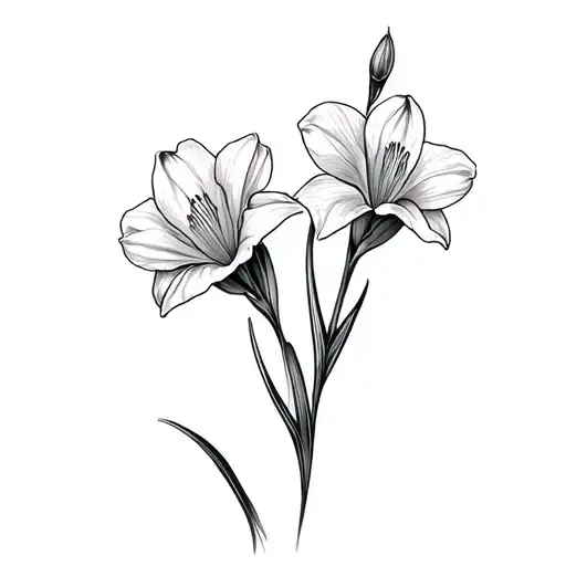 Gladiolus And Narcissus Flowers On A Bed Of Poppy Flower