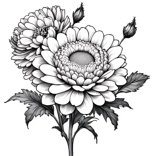 Chrysanthemum And Carnation Fine Line