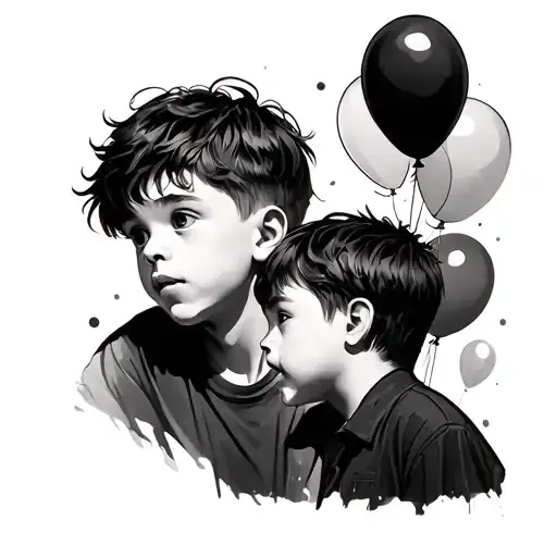 Balloons And A Boy Looking