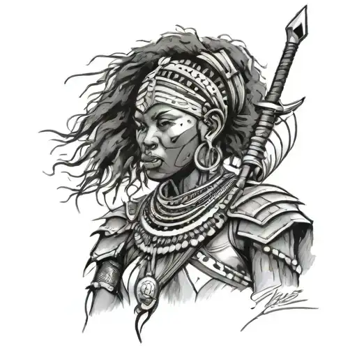 Women Maasai Warrior Wielding