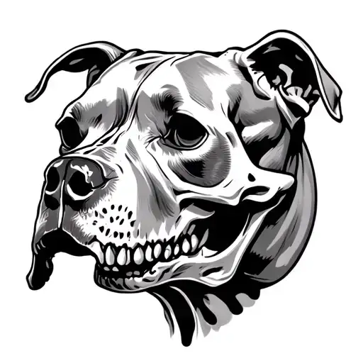 Pit Bull Skull With Piece