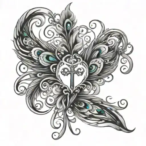 Peacock Feather Intertwined Infinity Symbol Butterfly Hearts Cross