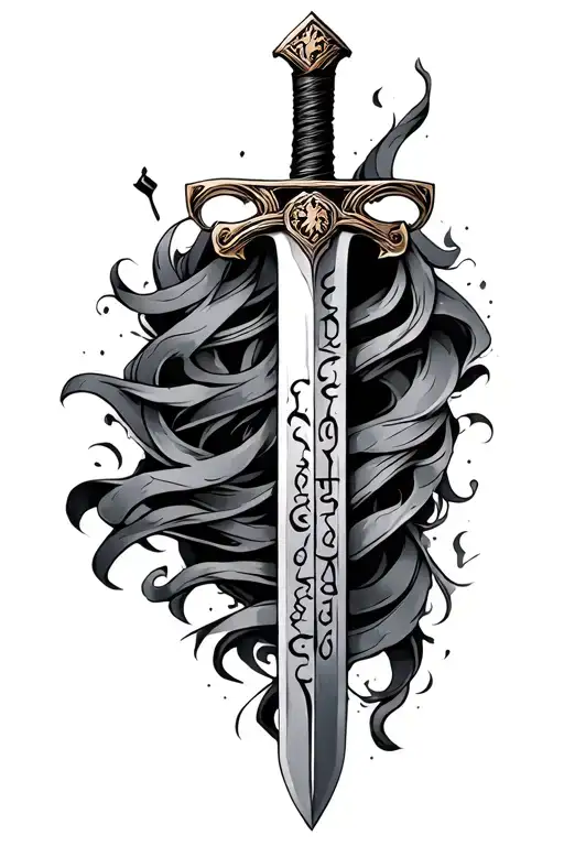 Sword With Latin Writing