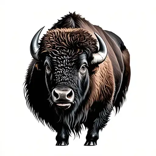 Realistic Bison Tattoo Design