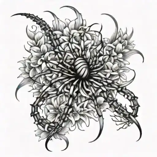 Spider Lillies Wrapping Centipede Crawling