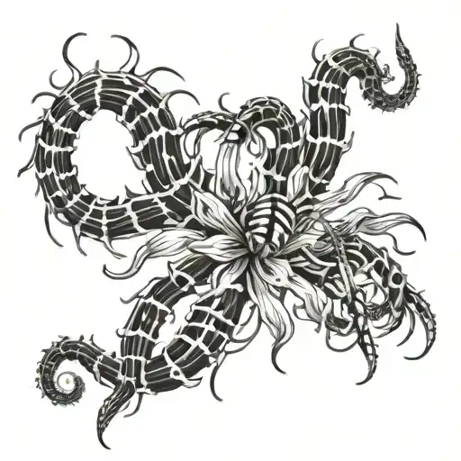 Spider Lillies Wrapping Centipede Crawling