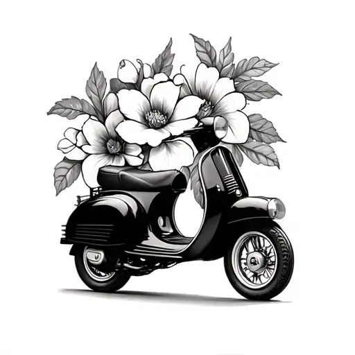 Vespa Scooter And Tobacco Flower's