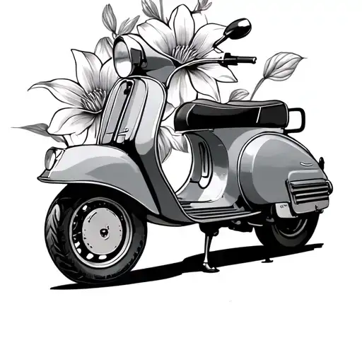 Vintage Vespa Scooter And Tobacco Flower's