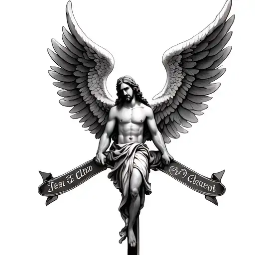 Angel Wings With Cruz De Jesus Christ