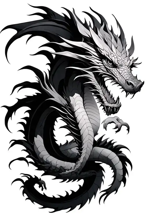 Dragon Tattoo That Two Dragons Form Only One But That Are Also Seen As Dragons