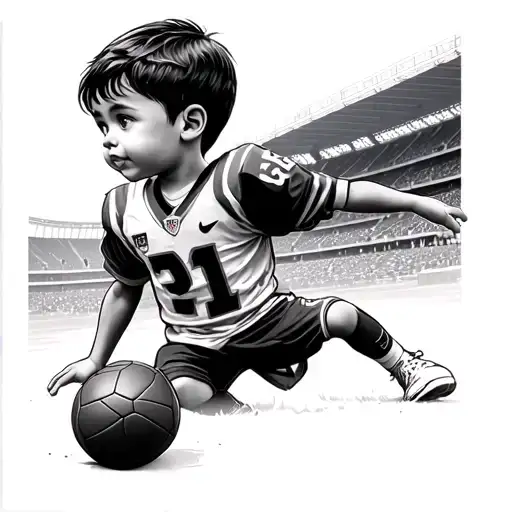 Football Stadium With A Kid In Front Of It