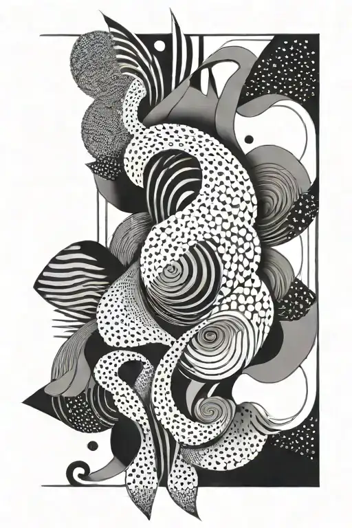 Abstract With Flowing Lines And Pointillism