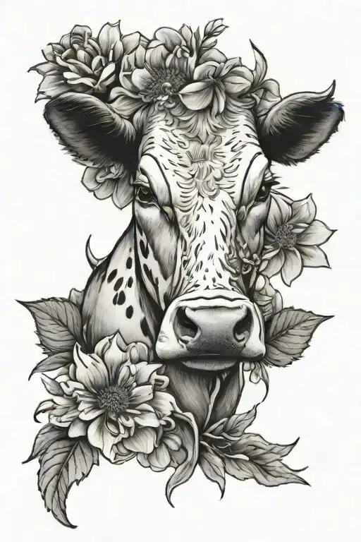 Cow Tag That's Blank With The December Flowers Behind It